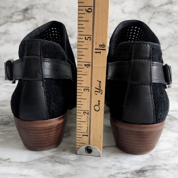 Sam Edelman Black Suede Leather Perforated Ankle Boots With Silver Buckle, Sz 7 - Picture 7 of 14